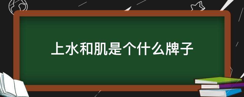 上水和肌是个什么牌子（上水和肌的产品怎么样）