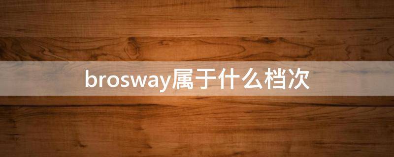 brosway属于什么档次 brosway是什么档次