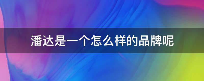 潘达是一个怎么样的品牌呢 潘达是一个怎么样的品牌呢英语