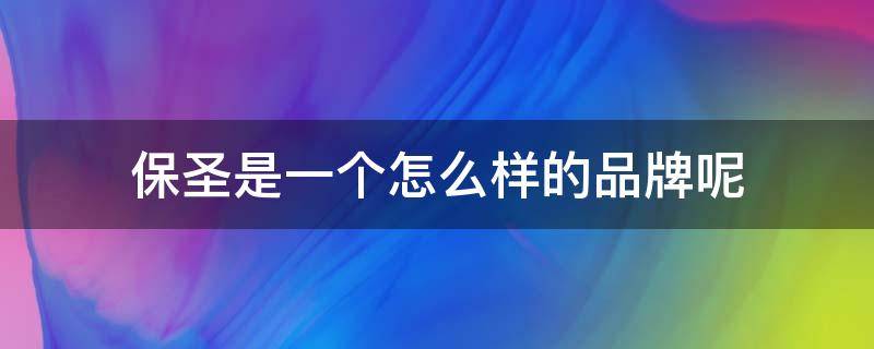 保圣是一个怎么样的品牌呢（保圣是一个怎么样的品牌呢图片）