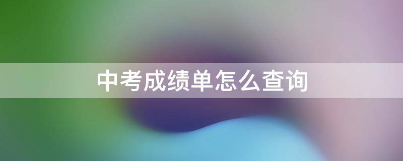 中考成绩单怎么查询 中考成绩单怎么查询报告编号