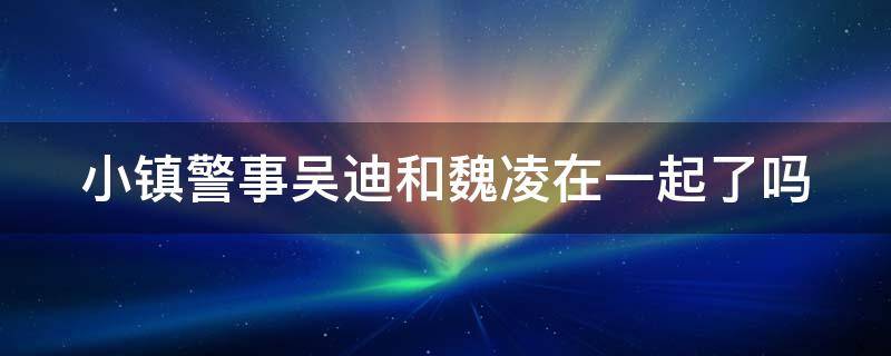 小镇警事吴迪和魏凌在一起了吗 小镇警事中吴迪和魏凌在一起了吗