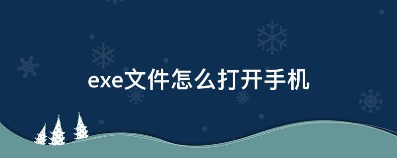 exe文件怎么打开手机（exe文件怎么打开手机苹果）