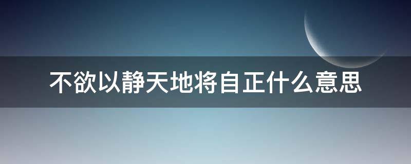 不欲以静天地将自正什么意思（人不欲以静 天地将自定 大道无为 局外生慧）