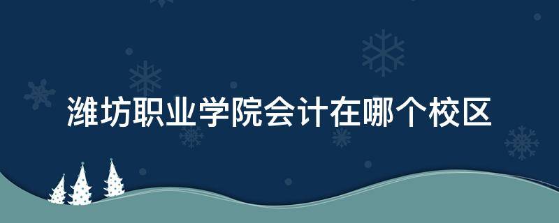 潍坊职业学院会计在哪个校区（潍坊职业学院会计在哪个校区读）