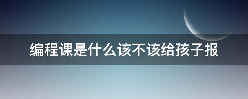 编程课是什么该不该给孩子报 编程课有什么用?