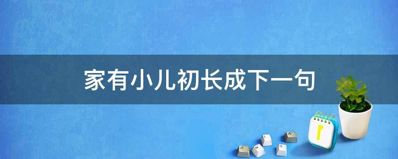 家有小儿初长成下一句（家有小儿初长成诗句）