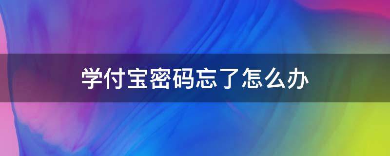 学付宝密码忘了怎么办（学付宝密码错误怎么办）