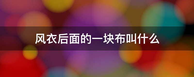 风衣后面的一块布叫什么 风衣后面的一块布叫什么设计