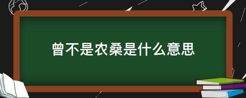 曾不是农桑是什么意思 曾不事农桑拼音