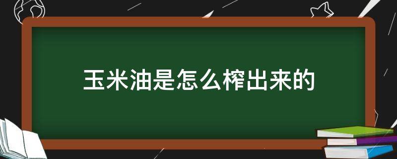 玉米油是怎么榨出来的 玉米油是怎么榨出来的?