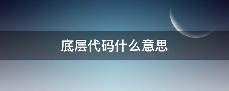 底层代码什么意思 底层代码系列