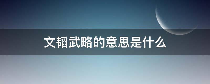 文韬武略的意思是什么（文韬武略的意思是好还是坏呢）