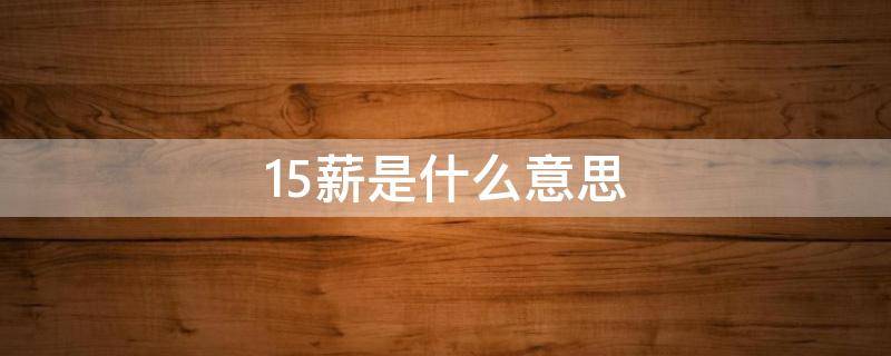 15薪是什么意思（13薪和15薪是什么意思）