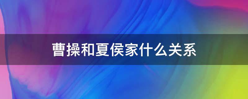 曹操和夏侯家什么关系（曹操跟夏侯氏）