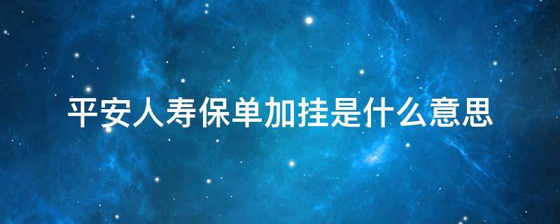 平安人寿保单加挂是什么意思（平安保险怎么填单子）