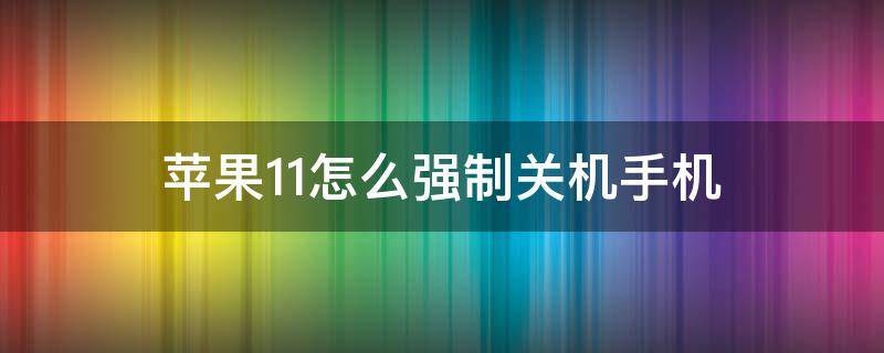 苹果11怎么强制关机手机 苹果怎么强制关机手机重启