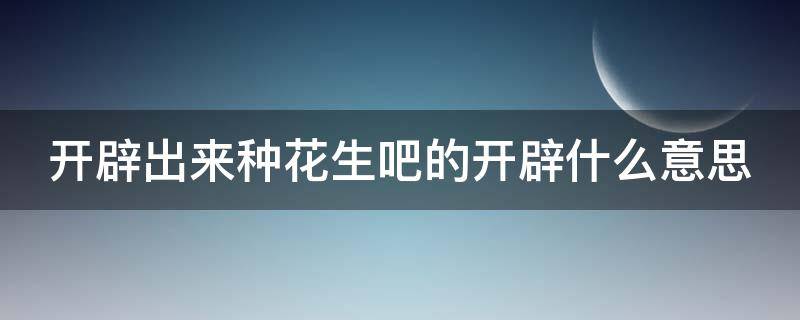 开辟出来种花生吧的开辟什么意思（开辟出来种花生中开辟的意思）