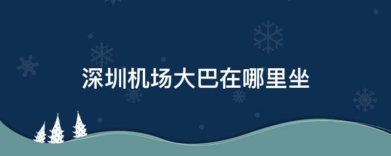 深圳机场大巴在哪里坐（深圳机场大巴在哪里坐车）