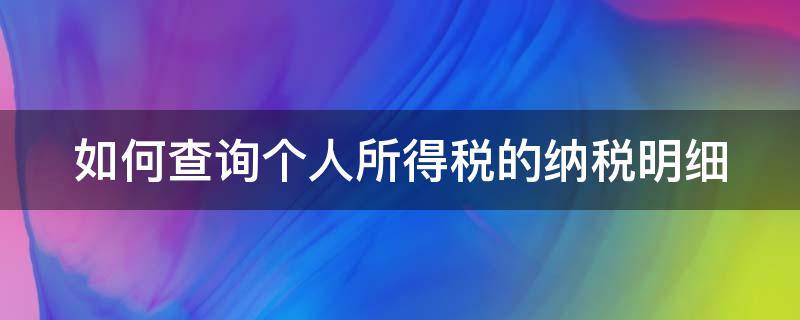 如何查询个人所得税的纳税明细 如何查询个人所得税的纳税明细清单