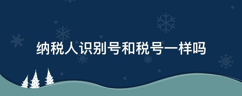 纳税人识别号和税号一样吗 纳税人识别号和税号一样吗