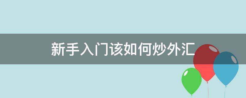 新手入门该如何炒外汇 如何炒外汇入门视频教程