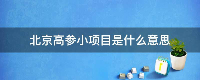 北京高参小项目是什么意思 高参小项目哪个省有