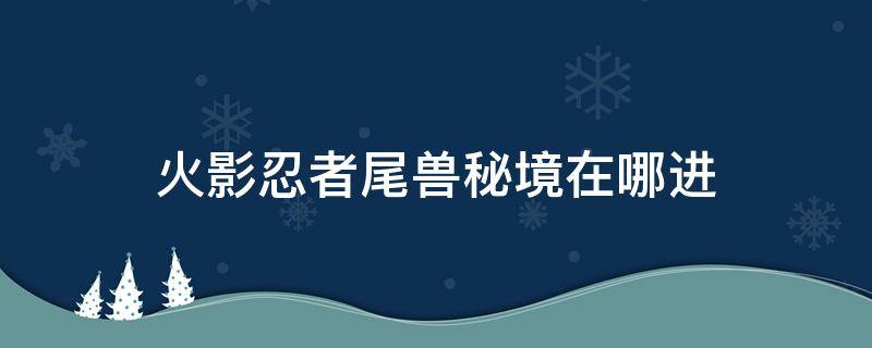 火影忍者尾兽秘境在哪进 火影忍者尾兽秘境在哪进去