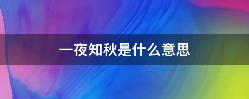 一夜知秋是什么意思（一夜知秋的说说心情短语）