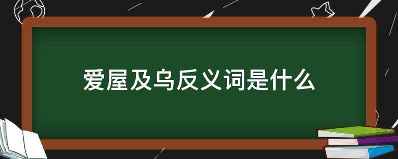 爱屋及乌反义词是什么（爱乌及屋的反义）