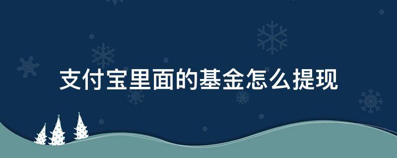 支付宝里面的基金怎么提现（支付宝里面的基金怎么提现到微信）