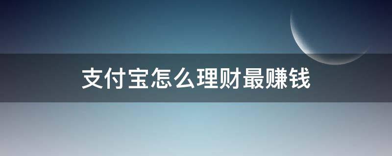 支付宝怎么理财最赚钱（支付宝怎么理财赚钱快）