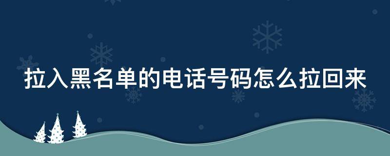 拉入黑名单的电话号码怎么拉回来 拉入黑名单的电话号码怎么拉回来苹果手机