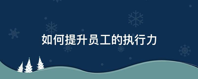 如何提升员工的执行力（如何提升员工的执行力和品质意识）