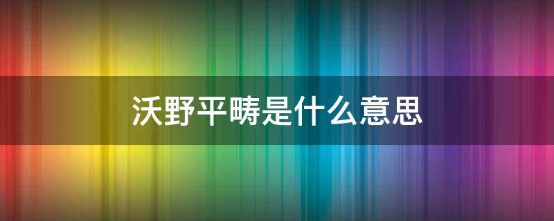 沃野平畴是什么意思（沃野平川的意思）