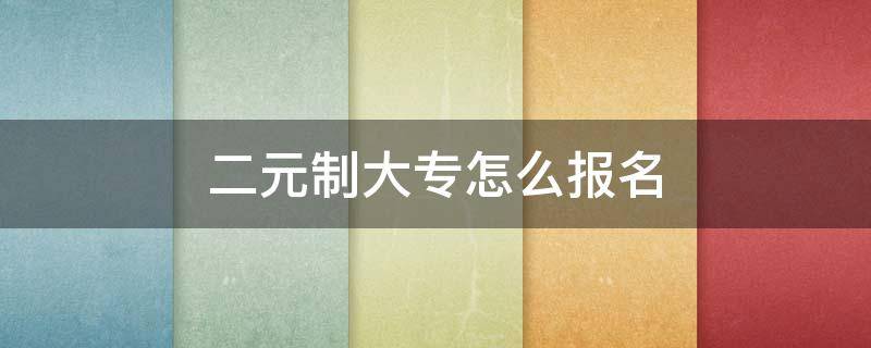 二元制大专怎么报名 二元制大专怎么报名的