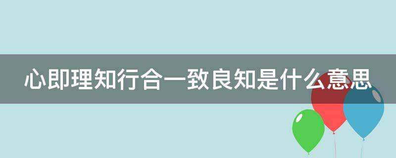 心即理知行合一致良知是什么意思 心即理 知行合一