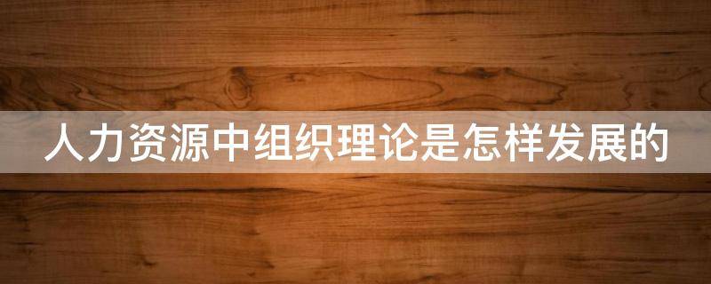 人力资源中组织理论是怎样发展的（人力资源中组织理论是怎样发展的论文）