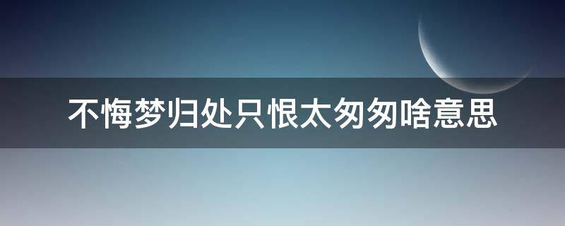 不悔梦归处只恨太匆匆啥意思（不悔梦归处,只恨太匆匆相似的句子）