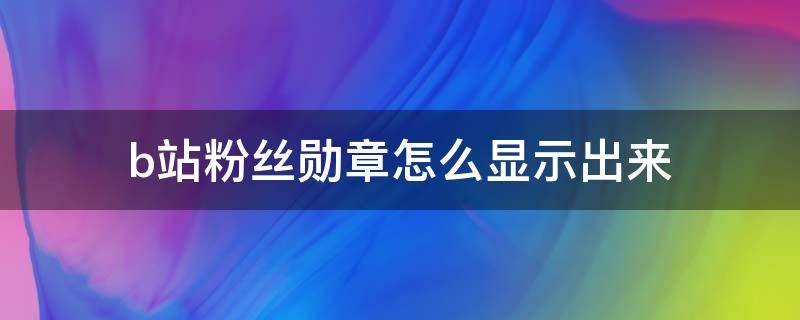 b站粉丝勋章怎么显示出来 b站粉丝勋章在哪显示