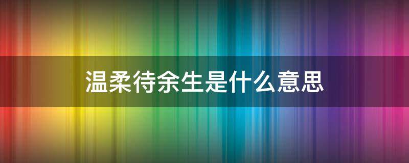 温柔待余生是什么意思 温柔待余生歌词