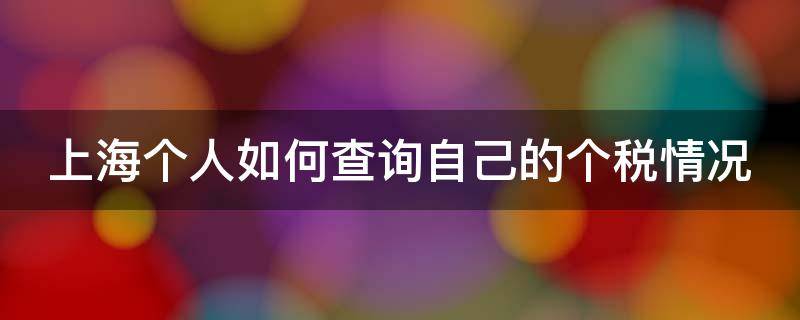 上海个人如何查询自己的个税情况 上海个人如何查询自己的个税情况记录