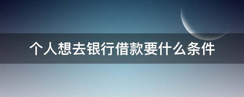 个人想去银行借款要什么条件（个人想去银行借款要什么条件才能申请）