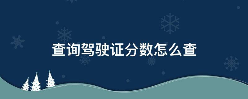 查询驾驶证分数怎么查 如查询驾驶证分数