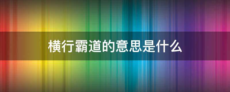 横行霸道的意思是什么（横行霸道的意思是什么生肖）