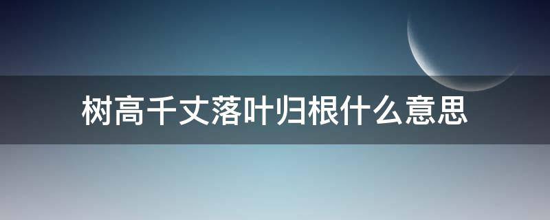 树高千丈落叶归根什么意思 树高千尺,落叶归根的下一句是什么