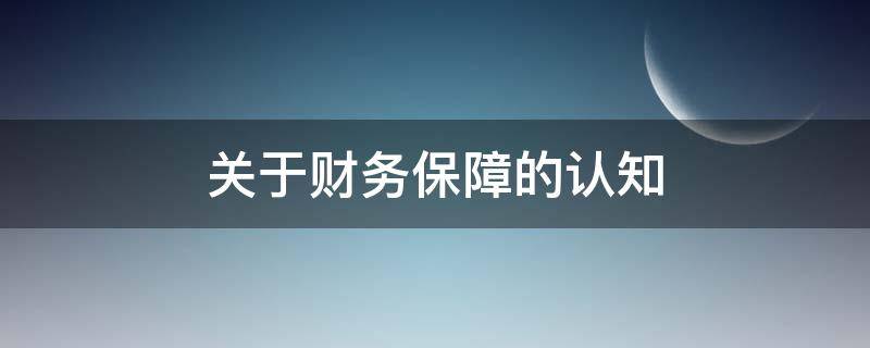 关于财务保障的认知（财务保障作用）