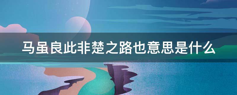 马虽良此非楚之路也意思是什么 马虽良,此非楚之路也翻译成现代汉语