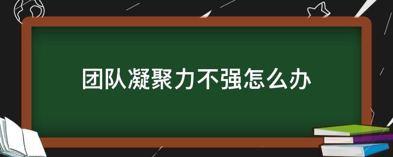 团队凝聚力不强怎么办（团队凝聚力不高怎么办）