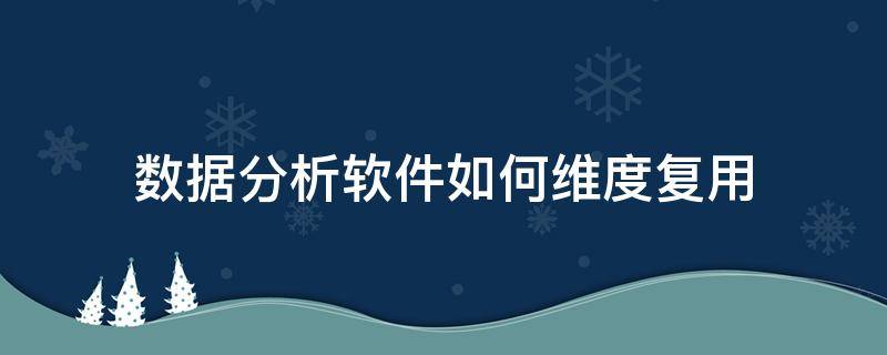 数据分析软件如何维度复用